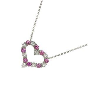 TIFFANY Co. Sentimental Heart Sapphire Diamond Necklace Platinum 90288146